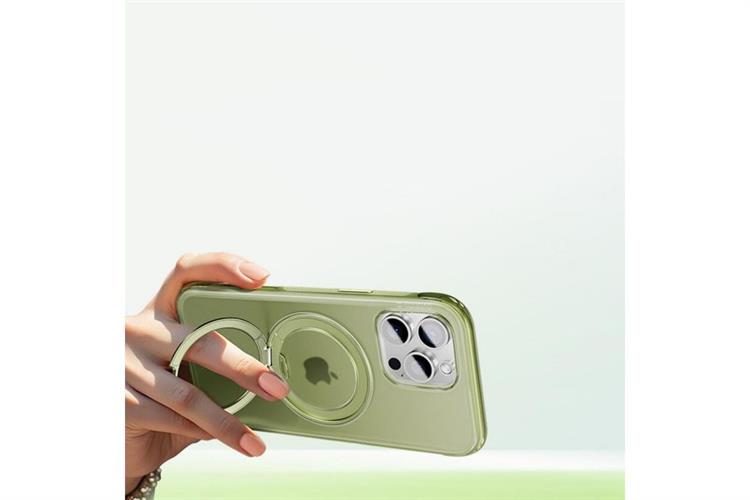 Ốp lưng Magnetic 360 Stand iPhone 15 Pro Max TPU PC TORRAS O3 AIR Màu Xanh lá