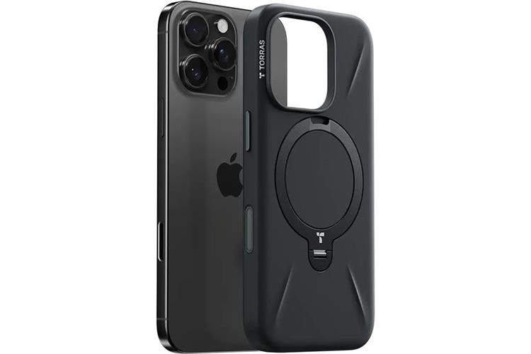 Ốp lưng Magnetic 360 Stand iPhone 16 Pro Max TPU PC TORRAS Q PRO Màu Đen