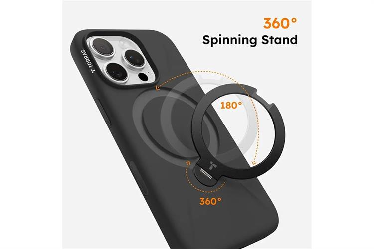 Ốp lưng Magnetic 360 Stand iPhone 16 Pro Max TPU PC TORRAS Q PRO Màu Đen