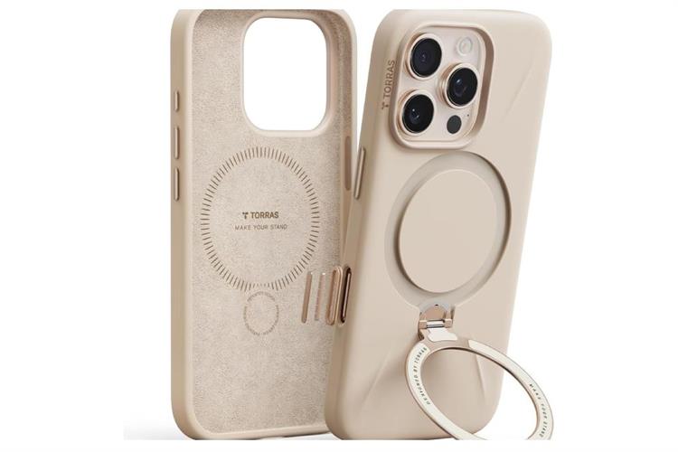 Ốp lưng Magnetic 360 Stand  iPhone 16 Pro PC TORRAS Q PRO Màu Kem