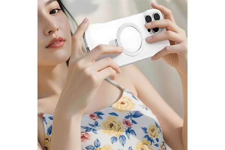 Ốp lưng Magnetic Stand iPhone 16 Pro PC TORRAS Q1 Màu Trắng