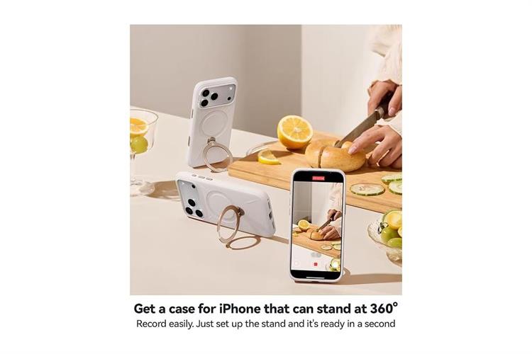 Ốp lưng Magnetic 360 Stand iPhone 17 Pro TPU PC TORRAS Q3 MONO Màu Trắng
