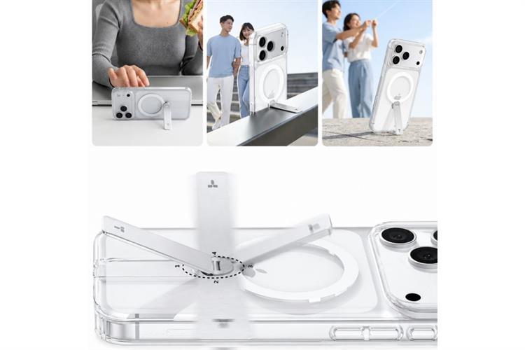 Ốp lưng Magnetic iPhone 17 Pro Max Nhựa cứng TORRAS 360 Kickstand LPRO Màu Trắng