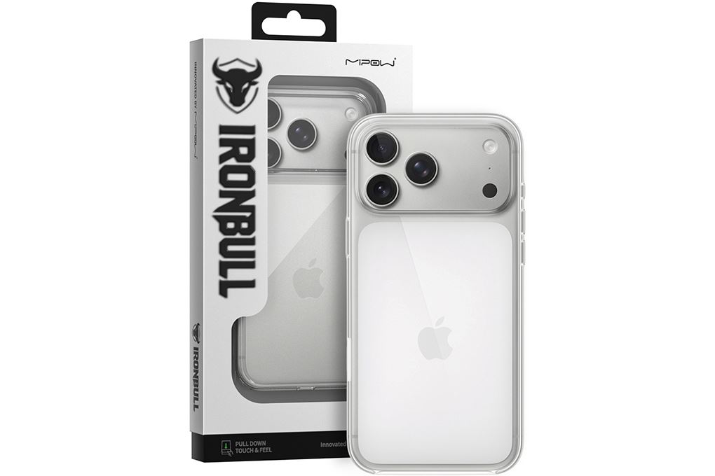 Ốp lưng iPhone 18 Pro empered Glass PC TPU Mipow PS18A-CR IRONBULL Màu Trắng