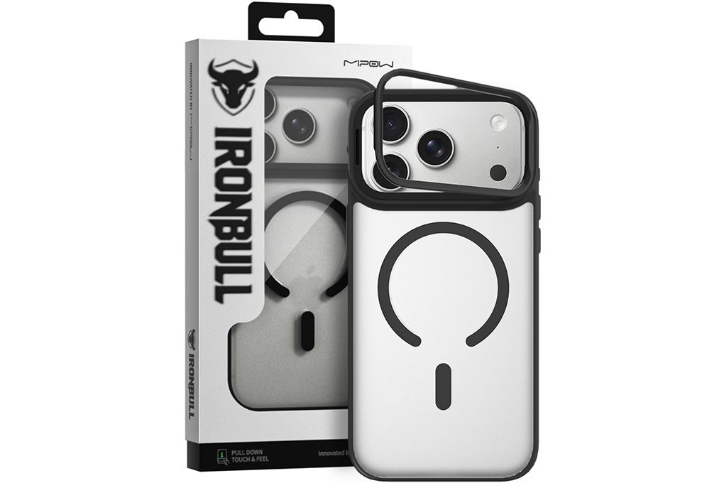 Ốp lưng Magnetic iPhone 18 Pro Max PC TPU Mipow Camera Stand Có Button Control MATTEX MTC18B IRONBULL Màu Đen
