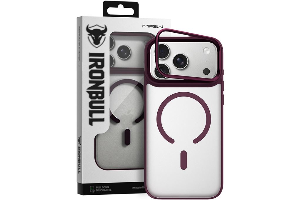 Ốp lưng Magnetic iPhone 18 Pro Max PC TPU Mipow Camera Stand Có Button Control MATTEX MTC18B IRONBULL Màu Đỏ đô
