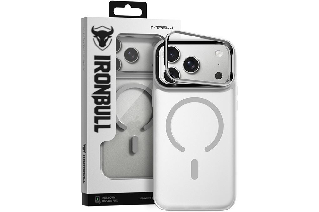 Ốp lưng Magnetic iPhone 18 Pro Max PC TPU Mipow Camera Stand Có Button Control MATTEX MTC18B IRONBULL Màu Bạc