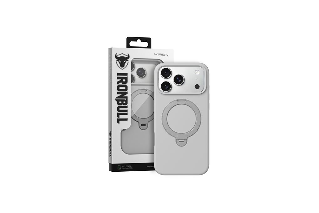 Ốp lưng Magnetic iPhone 18 Pro Max Silicone Mipow Stand Magnetic Có Button Control MattEX MSD18A IRONBULL Màu Trắng - Kem