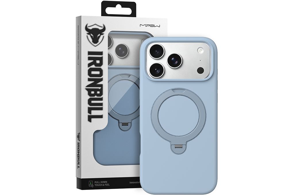 Ốp lưng Magnetic iPhone 18 Pro Max Silicone Mipow Stand Magnetic Có Button Control MattEX MSD18A IRONBULL Màu Xanh Da Trời