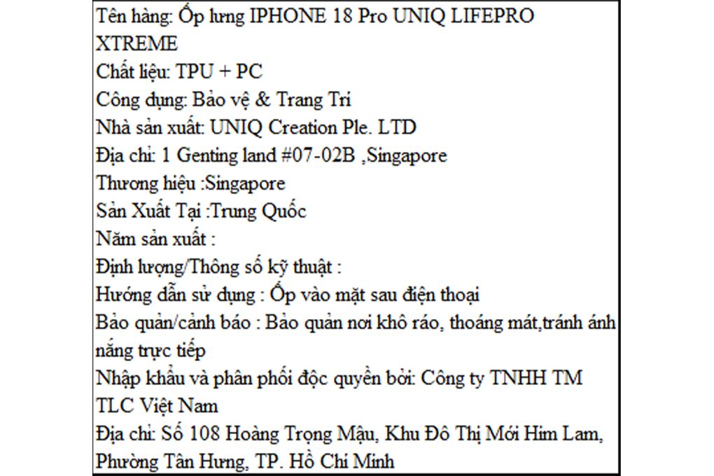 Ốp lưng Magnetic iPhone 18 Pro PC TPU UNIQ Có Nút Camera Control LIFEPRO XTREME CRYSTAL CLEAR Màu Trắng