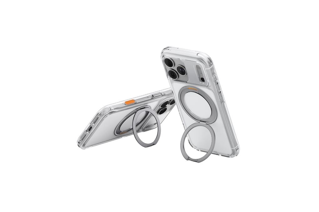 Ốp lưng Vòng Magnetic Xoay 360 iPhone 18 Pro PC TPU ALU UNIQ Có Nút Camera Control SWIVIX LUCENT CLEAR Màu Trắng