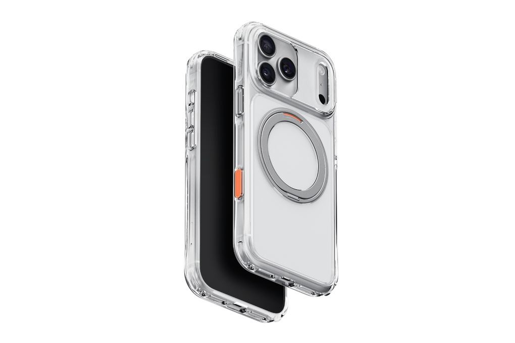 Ốp lưng Vòng Magnetic Xoay 360 iPhone 18 Pro PC TPU ALU UNIQ Có Nút Camera Control SWIVIX LUCENT CLEAR Màu Trắng