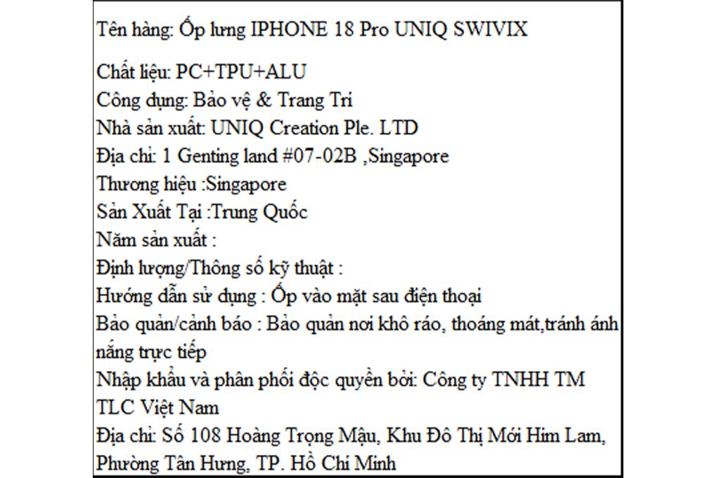 Ốp lưng Vòng Magnetic Xoay 360 iPhone 18 Pro PC TPU ALU UNIQ Có Nút Camera Control SWIVIX LUCENT CLEAR Màu Trắng