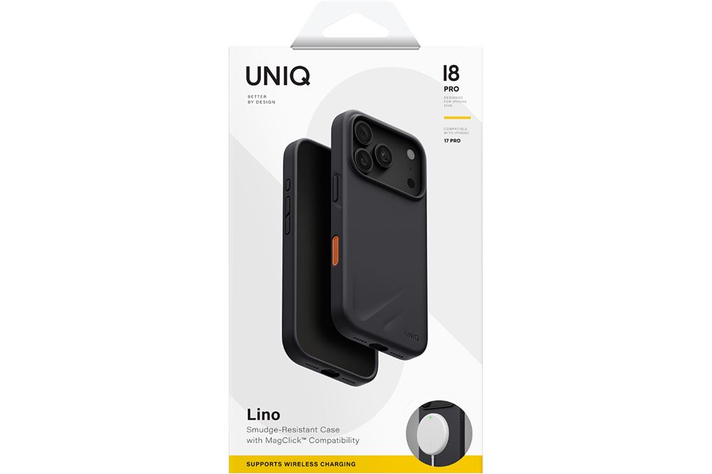 Ốp lưng Magnetic iPhone 18 Pro Silicone UNIQ Có Nút Camera Control LINO Liquid Màu Đen