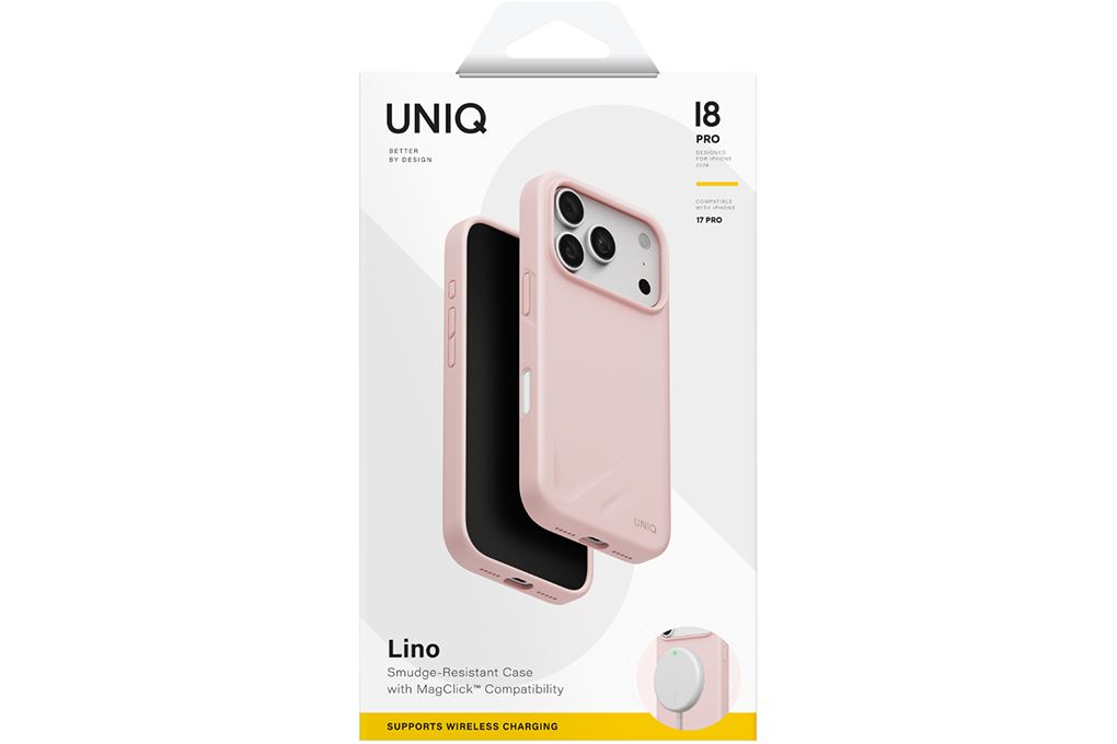 Ốp lưng Magnetic iPhone 18 Pro Silicone UNIQ Có Nút Camera Control LINO Liquid Màu Hồng nhạt