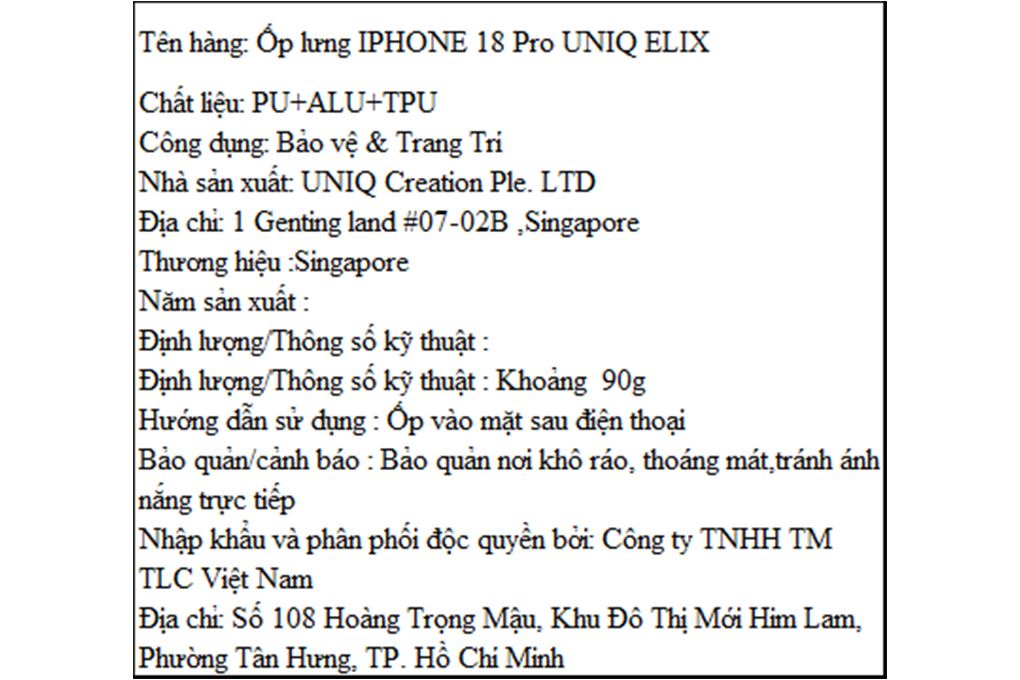 Ốp lưng Magnetic iPhone 18 Pro PC TPU ALU UNIQ Xoay 360 Có Nút Camera Control ELIX Màu Đen