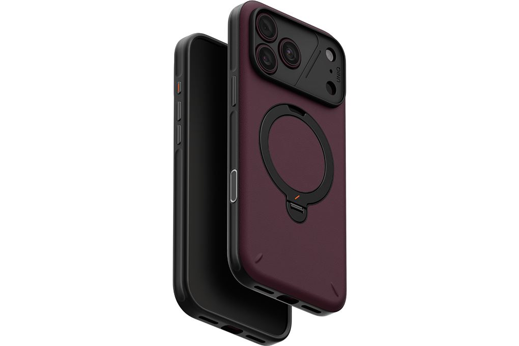Ốp lưng Magnetic iPhone 18 Pro PC TPU ALU UNIQ Xoay 360 Có Nút Camera Control ELIX Màu Đỏ đô