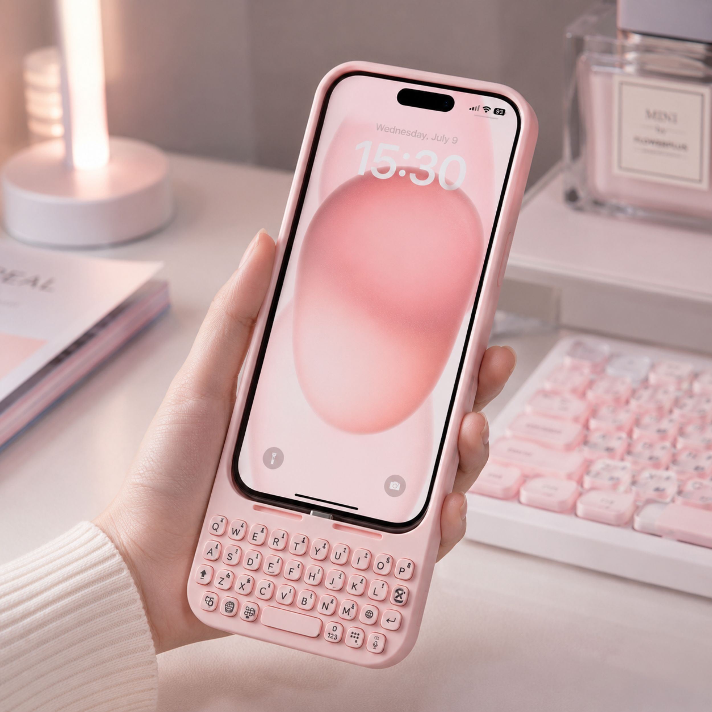 Ốp lưng iPhone 16 Pro Max kèm bàn phím Akko MetaKey Màu Hồng
