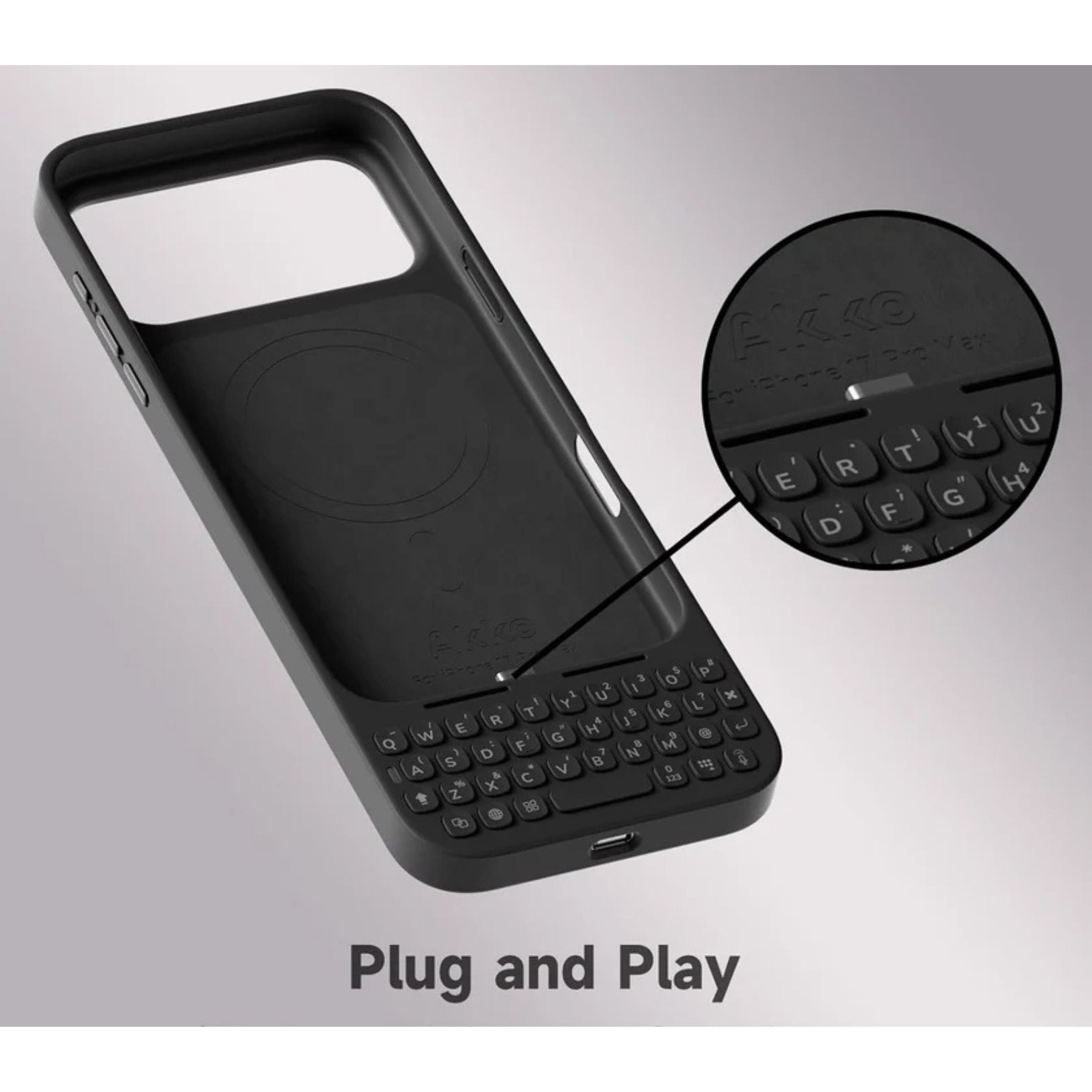 Ốp lưng iPhone 17 Pro Max kèm bàn phím Akko MetaKey Màu Đen