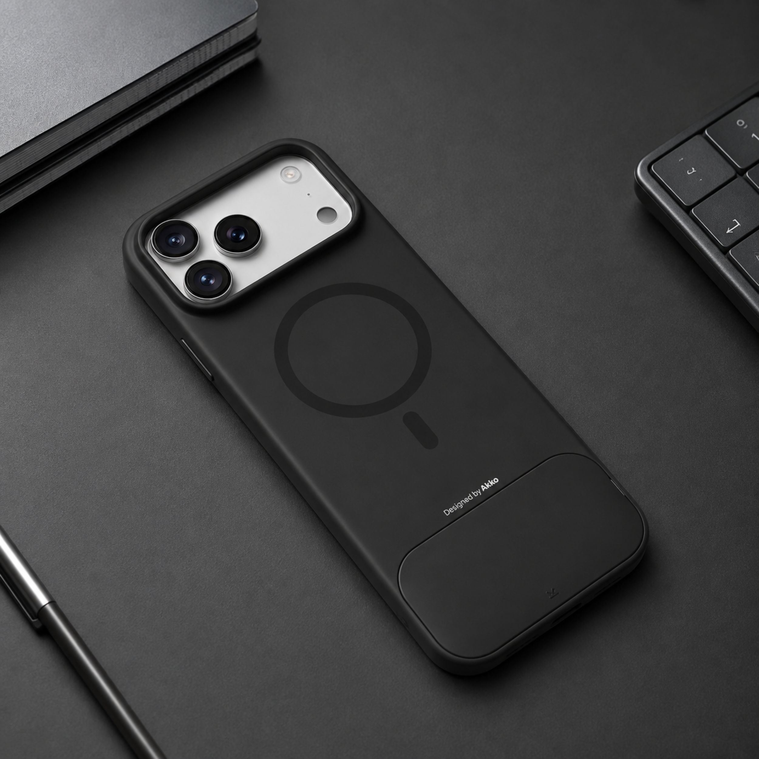 Ốp lưng iPhone 17 Pro Max kèm bàn phím Akko MetaKey Màu Đen