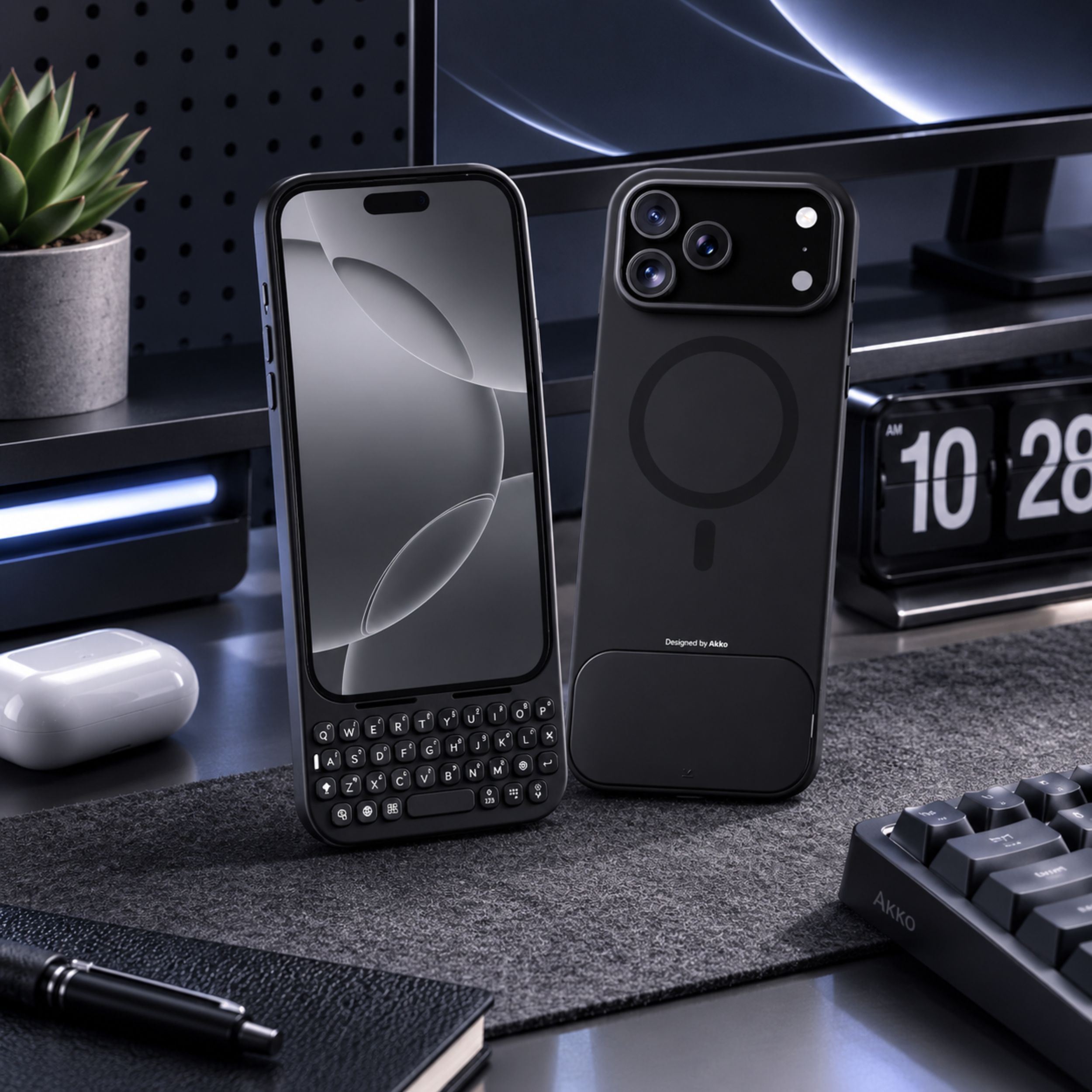 Ốp lưng iPhone 17 Pro Max kèm bàn phím Akko MetaKey Màu Đen