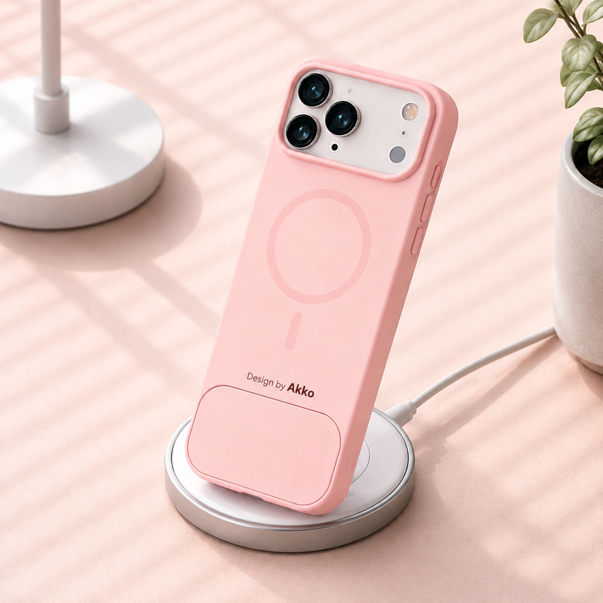 Ốp lưng iPhone 17 Pro Max kèm bàn phím Akko MetaKey Màu Hồng