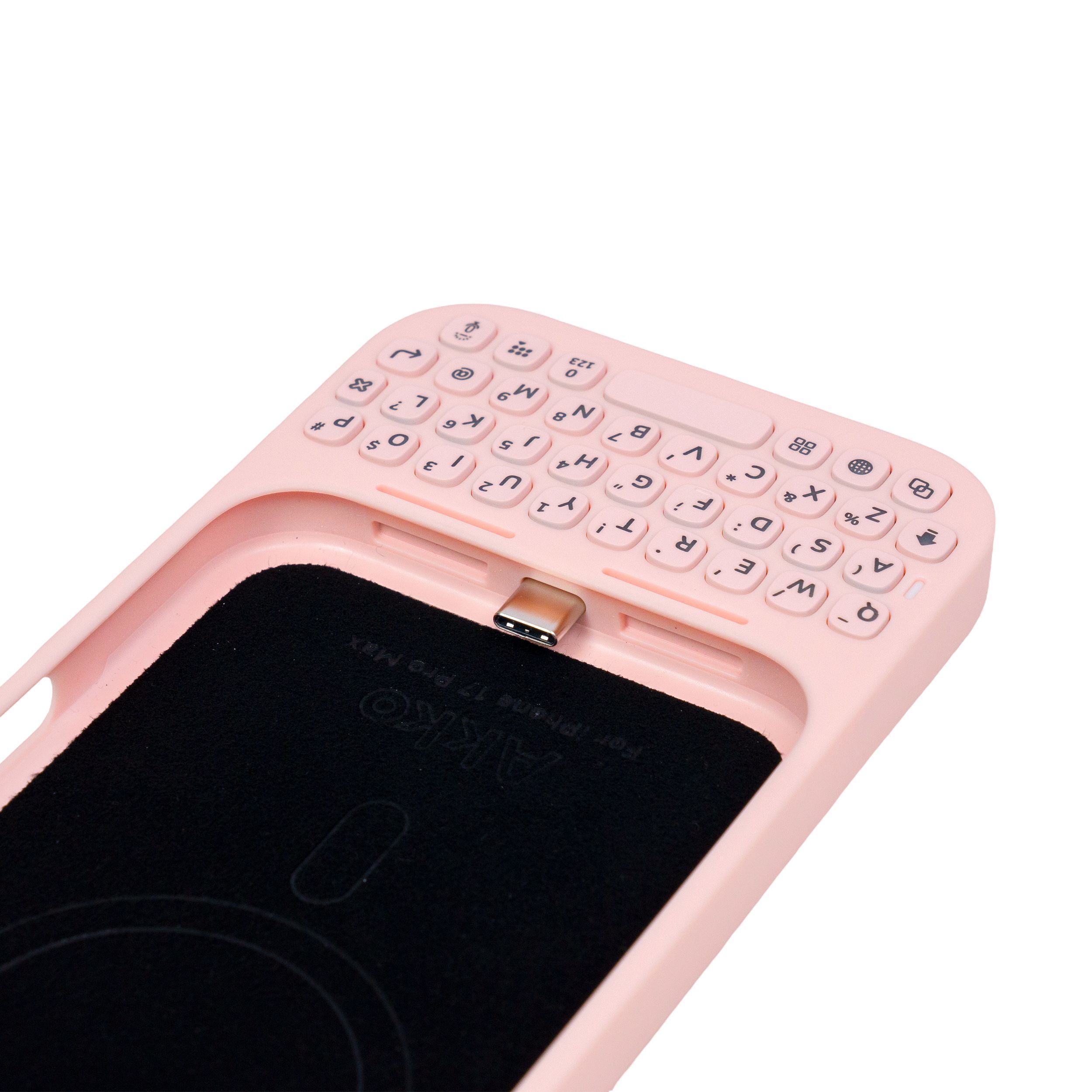 Ốp lưng iPhone 17 Pro Max kèm bàn phím Akko MetaKey Màu Hồng