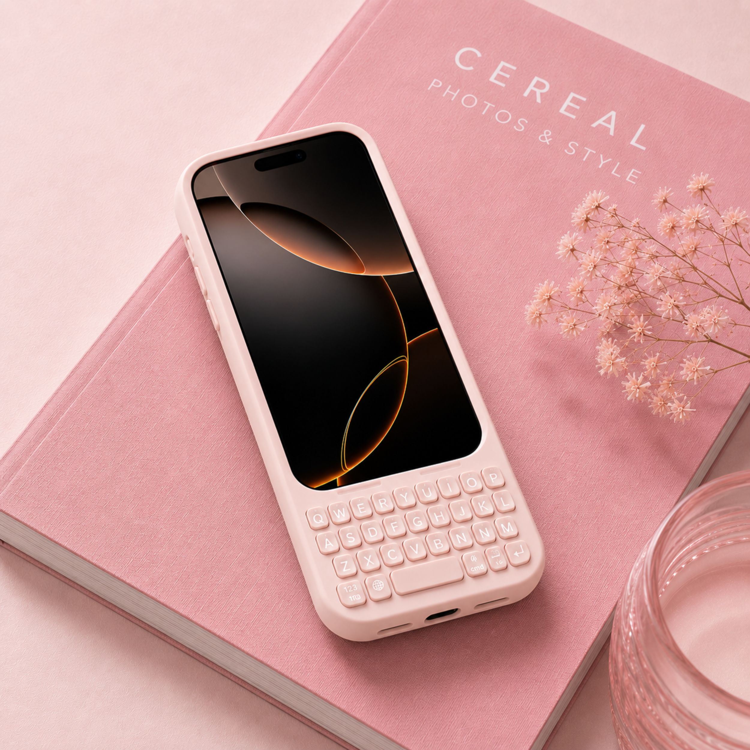 Ốp lưng iPhone 17 Pro Max kèm bàn phím Akko MetaKey Màu Hồng