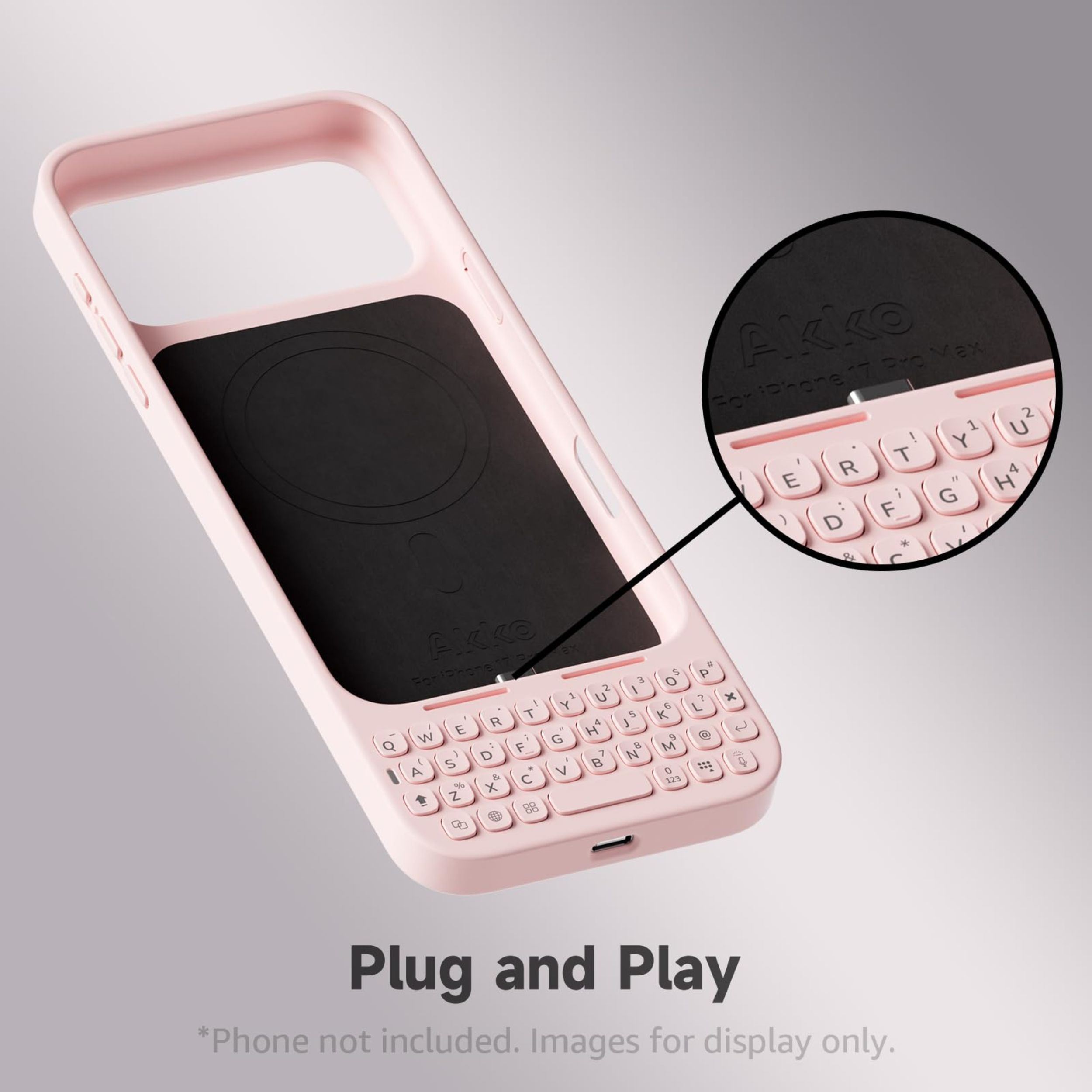 Ốp lưng iPhone 17 Pro Max kèm bàn phím Akko MetaKey Màu Hồng