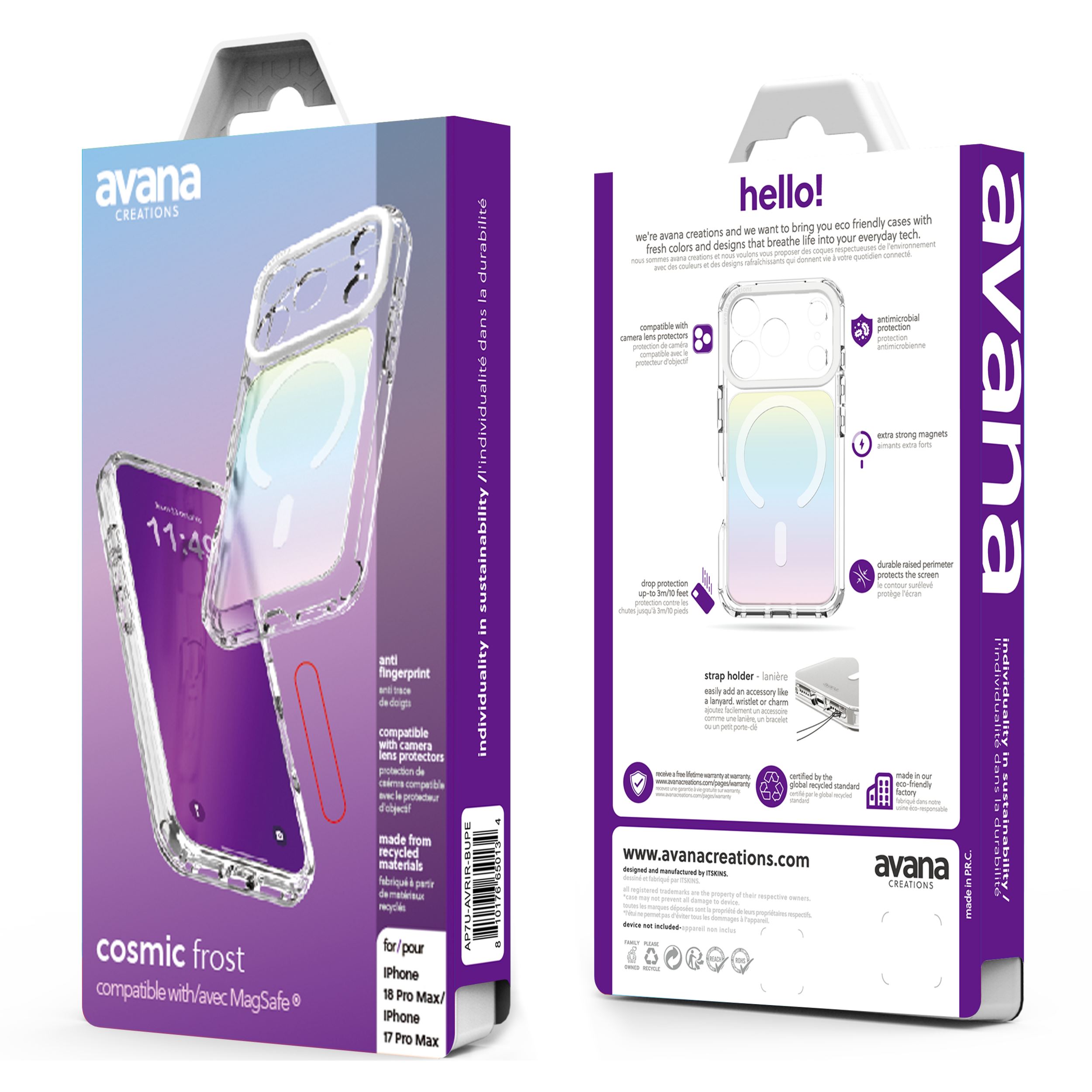 Ốp Lưng Magnetic iPhone 18 Pro Max PC TPU AVANA Cosmic Frost W Tím Màu Tím nhạt