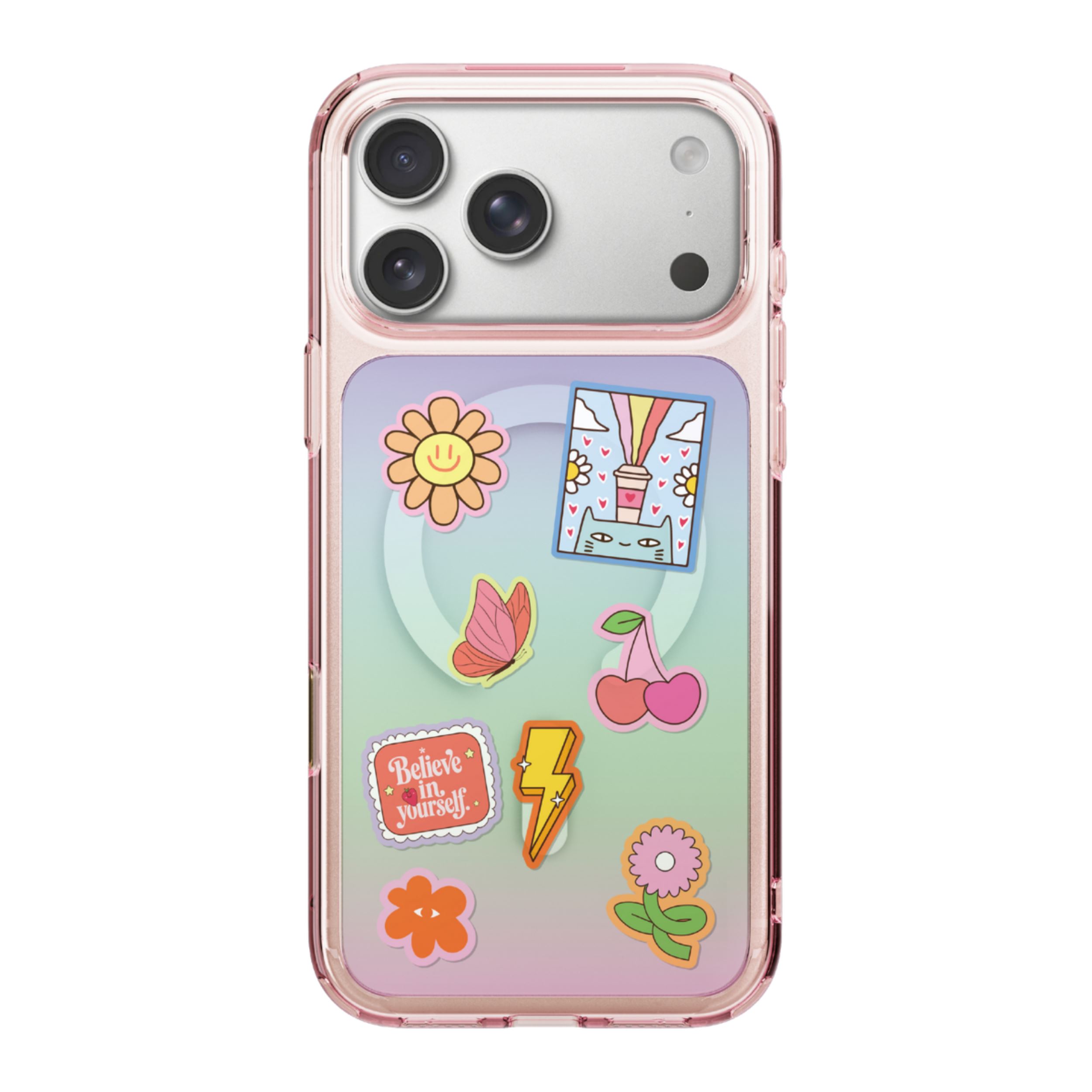 Ốp lưng Magnetic iPhone 18 Pro Max PC TPU STICKER UNIQ Có Nút Camera Control ESTELLE Pink Prism