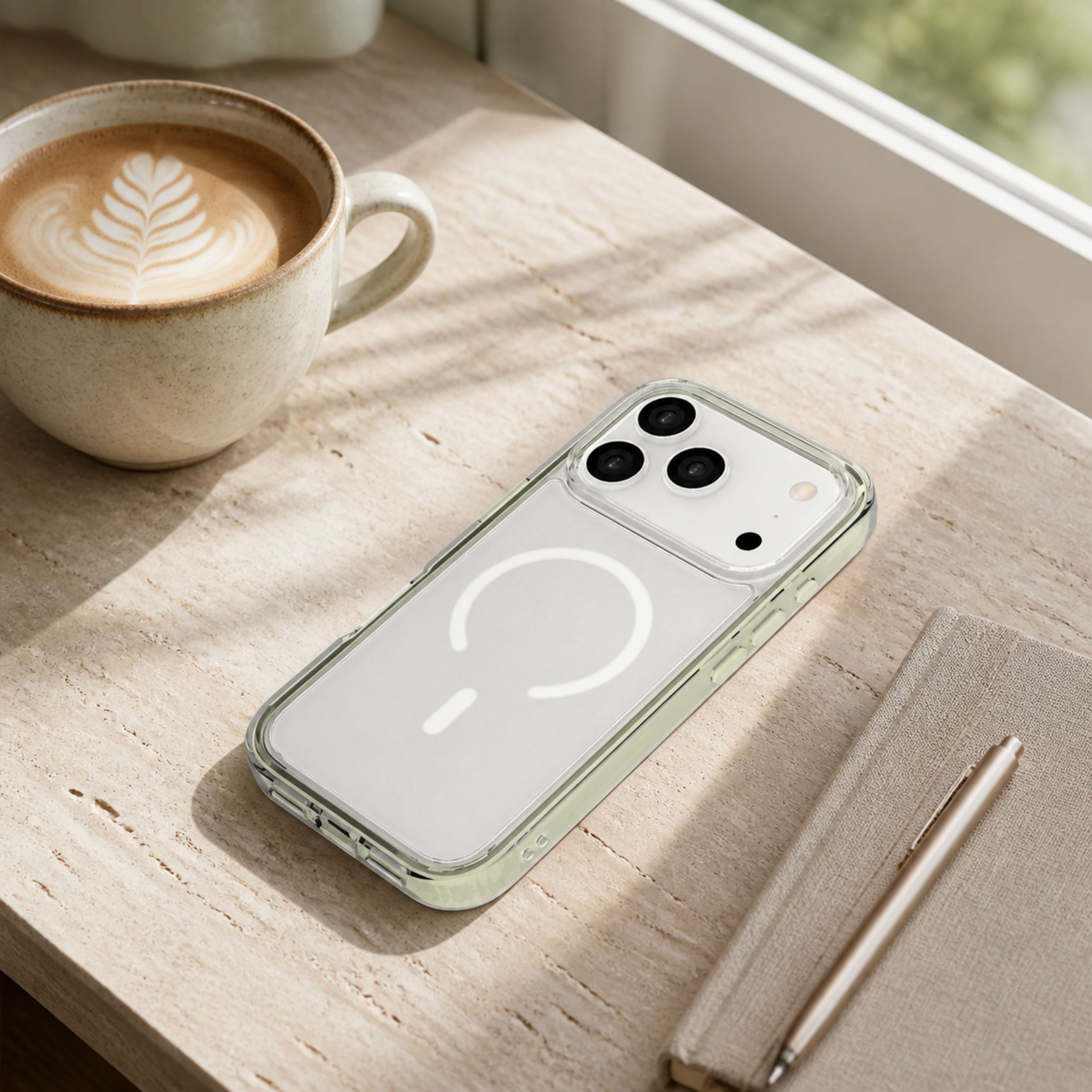 Ốp Lưng Magnetic iPhone 18 Pro Max PC TPU Hydrus Macaron Edge OCMC056 Màu Màu be