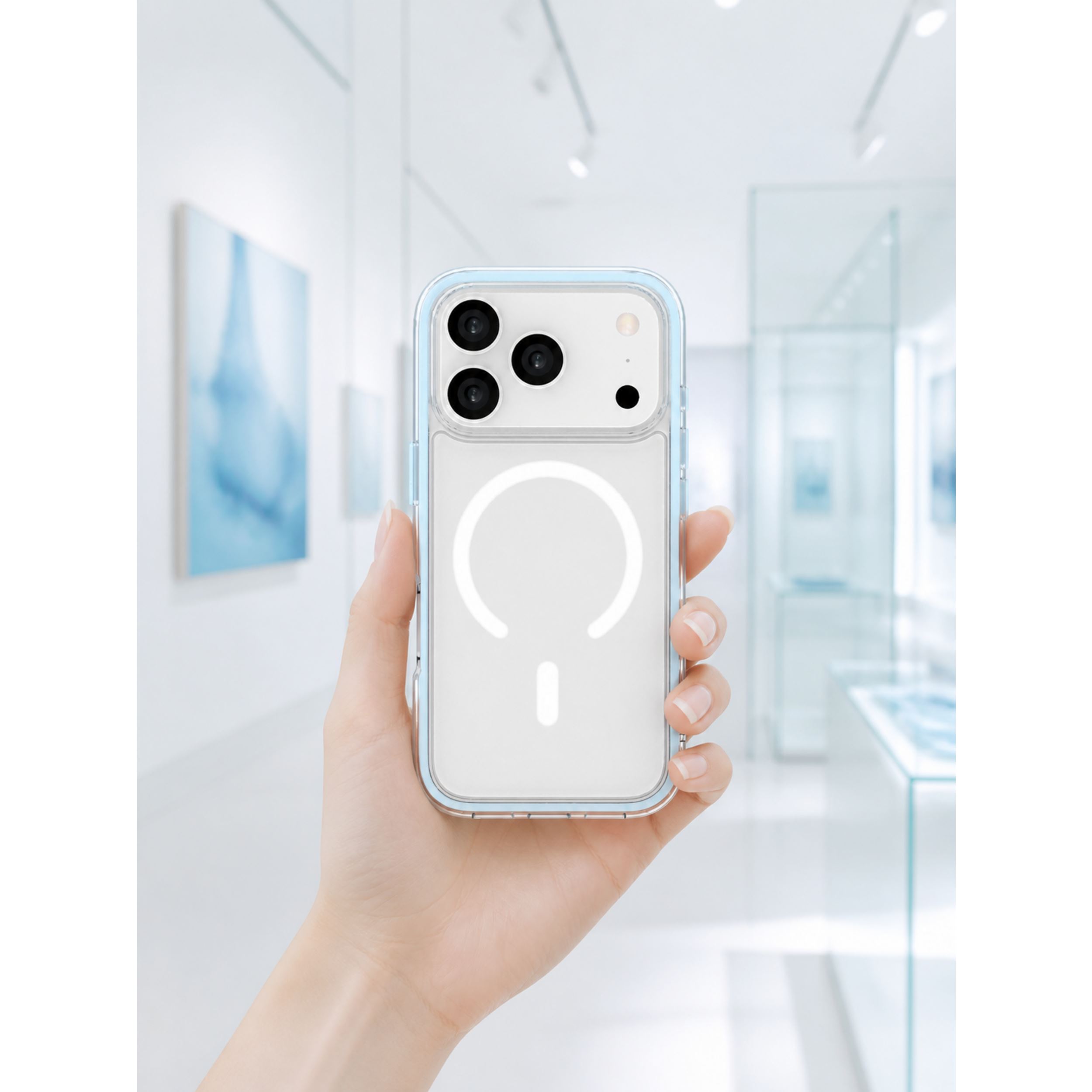 Ốp Lưng Magnetic iPhone 18 Pro Max PC TPU Hydrus Macaron Edge OCMC056 Màu Xanh
