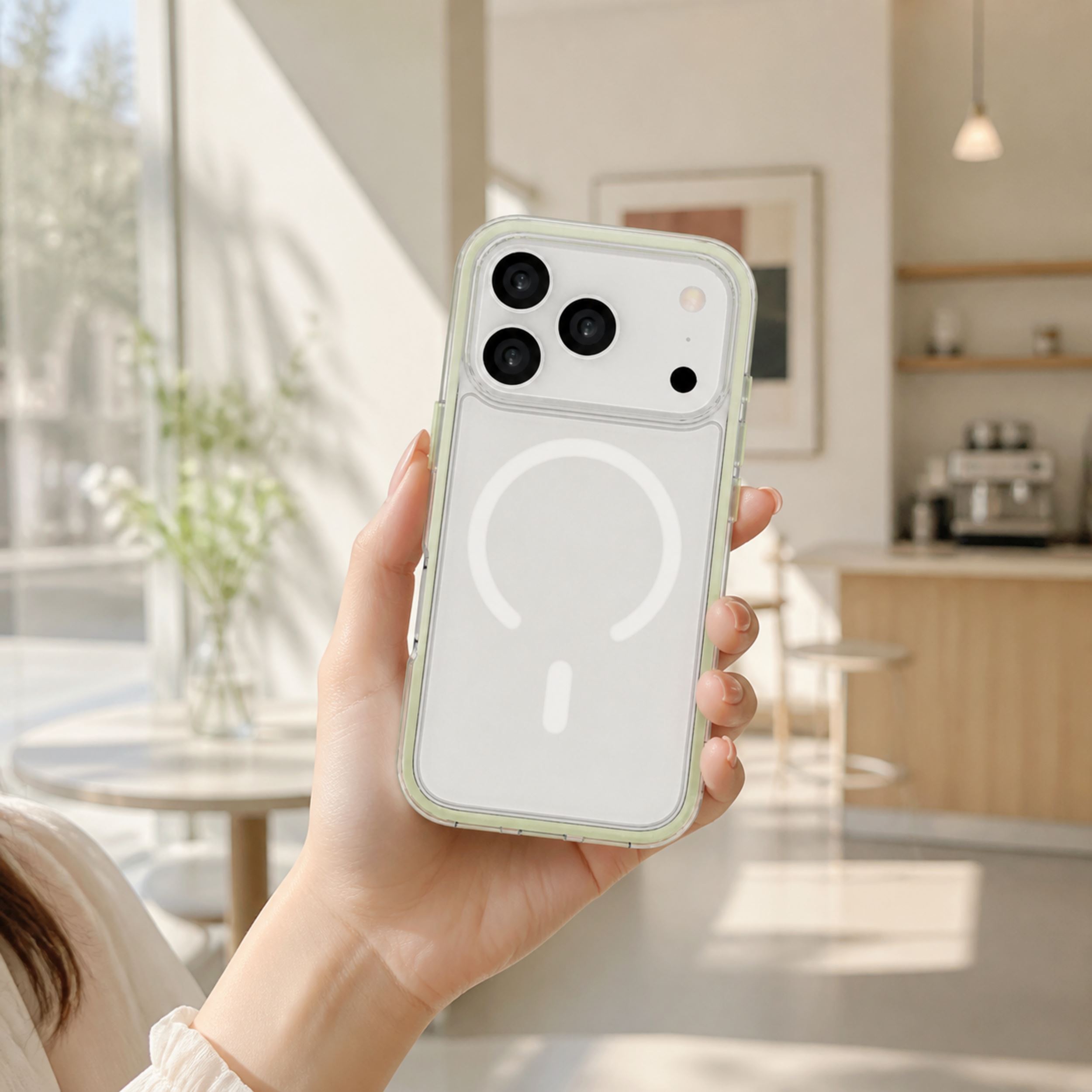 Ốp Lưng Magnetic iPhone 18 Pro PC TPU Hydrus Macaron Edge OCMC056 Màu Màu be