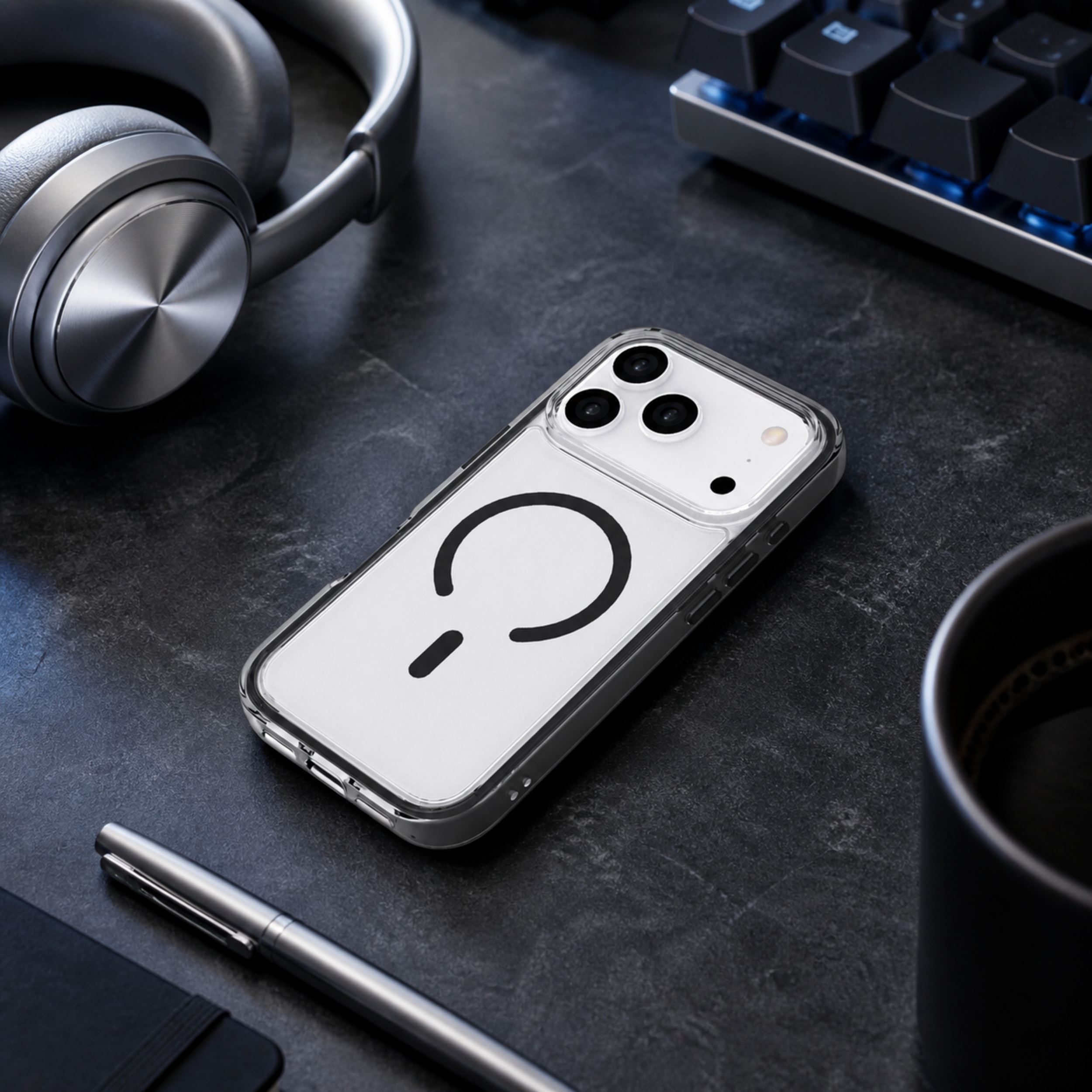 Ốp Lưng Magnetic iPhone 18 Pro PC TPU Hydrus Macaron Edge OCMC056 Màu Đen