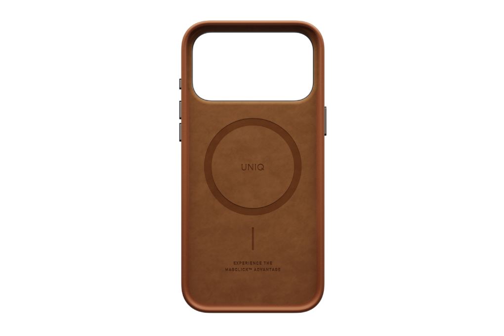 Ốp lưng Magnetic iPhone 18 Pro PU ALU Có Nút Camera Control UNIQ LYDEN Màu Nâu nhạt