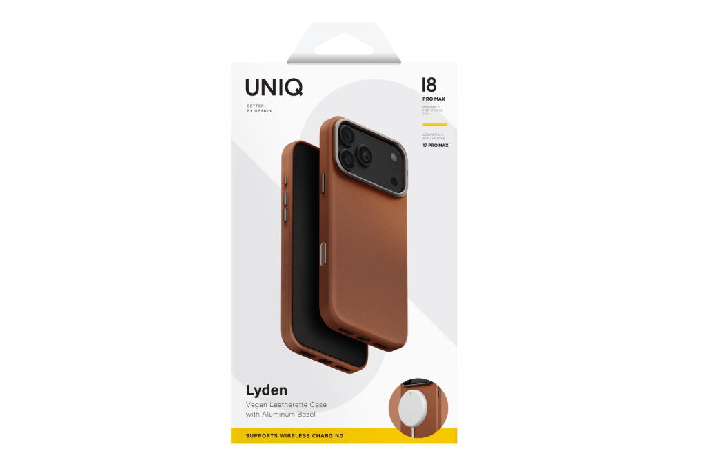 Ốp lưng Magnetic iPhone 18 Pro PU ALU Có Nút Camera Control UNIQ LYDEN Màu Nâu nhạt
