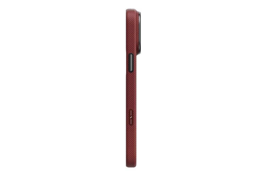 Ốp lưng Magnetic iPhone 18 Pro Max KEVLAR ALU Có Nút Camera Control UNIQ KEVA EDGE Màu Đỏ đô