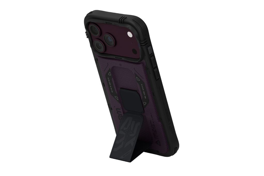 Ốp lưng Magnetic iPhone 18 Pro Max PC TPU ALU Grip Stand SKINARMA PHANTOM Màu Đen - Tím