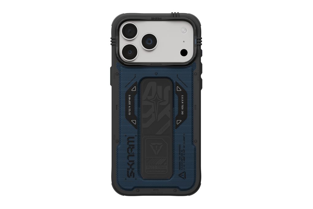 Ốp lưng Magnetic iPhone 18 Pro Max PC TPU ALU Grip Stand SKINARMA PHANTOM Màu Đen - xanh dương