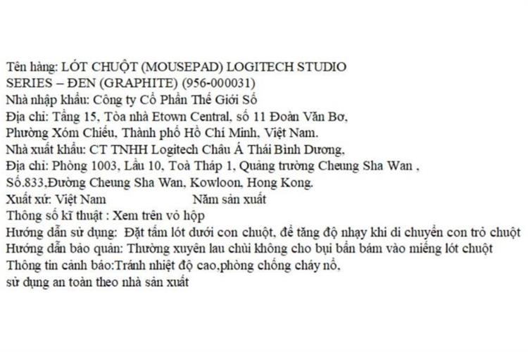 Miếng lót chuột Logitech Studio Series Màu Đen