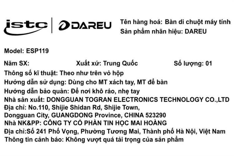 Miếng lót chuột Dareu ESP119 Màu Cam