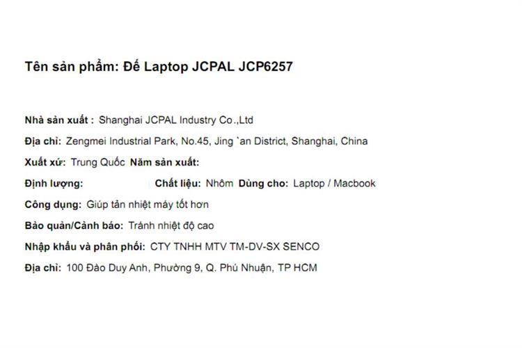 Đế Laptop JCPAL JCP6257 Màu Đen