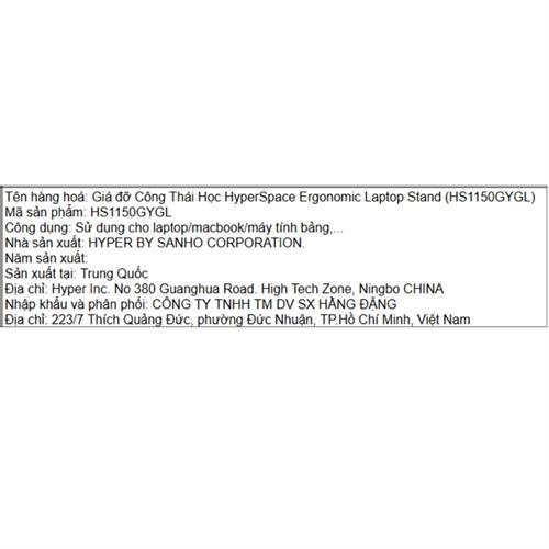 Đế Laptop Hyperspace HS1150GYGL Màu Xám