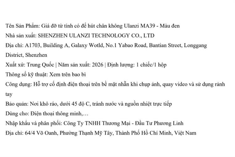 Giá Đỡ Điện Thoại Magnetic Kết Hợp Đế Hít Silicone Ulanzi MA39 Màu Đen