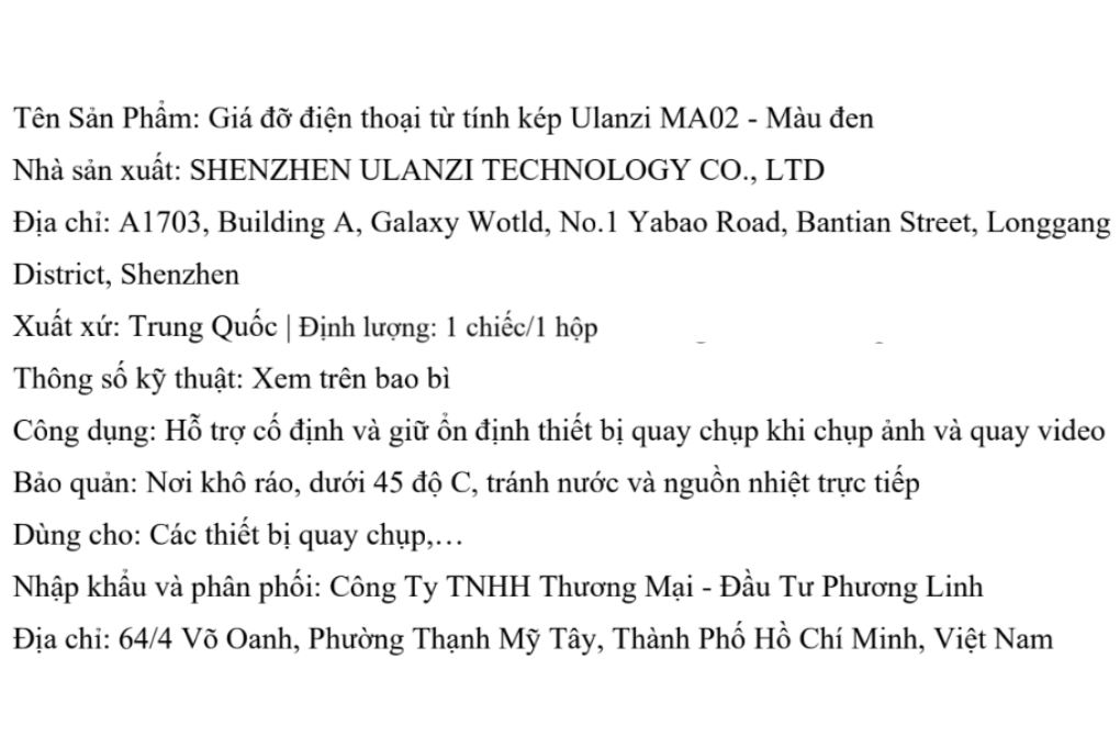 Giá Đỡ Điện Thoại Magnetic Gấp Gọn Ulanzi MA02 Màu Đen