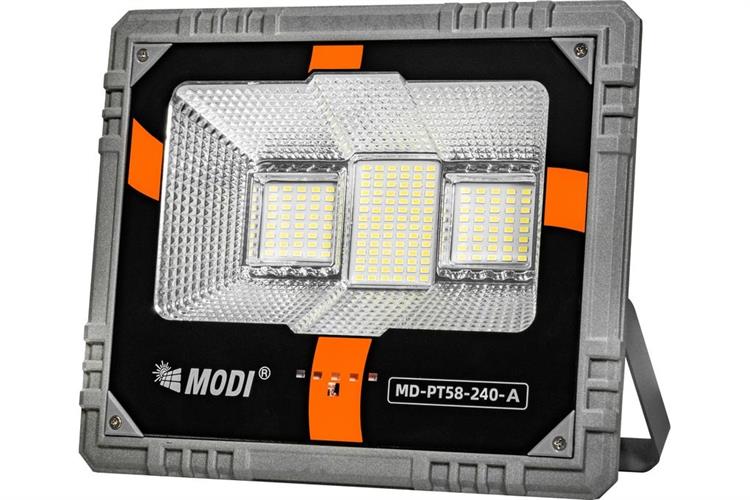 Đèn pha năng lượng mặt trời nhôm/mặt kính cường lực Modi MD-PT58-240-W Màu Đen