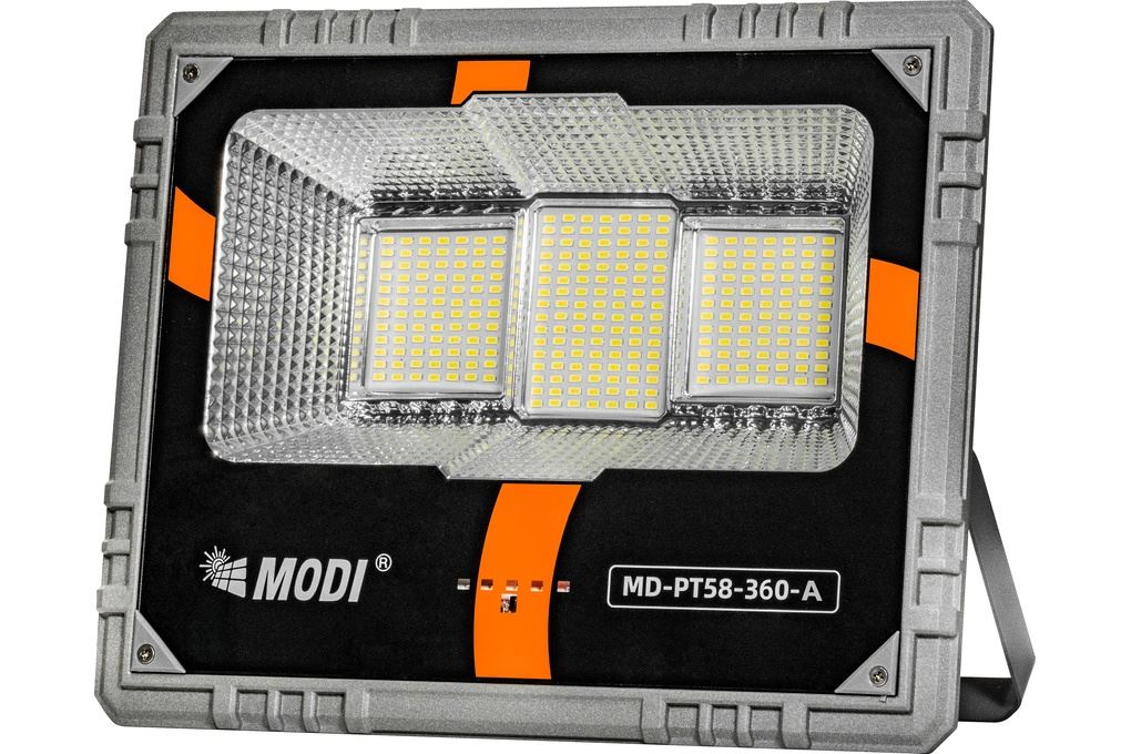 Đèn pha năng lượng mặt trời nhôm Modi MD-PT58-360-W Màu Đen