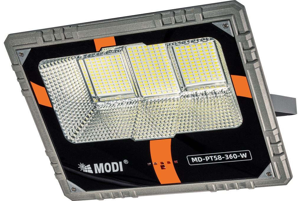 Đèn pha năng lượng mặt trời nhôm Modi MD-PT58-360-W Màu Đen