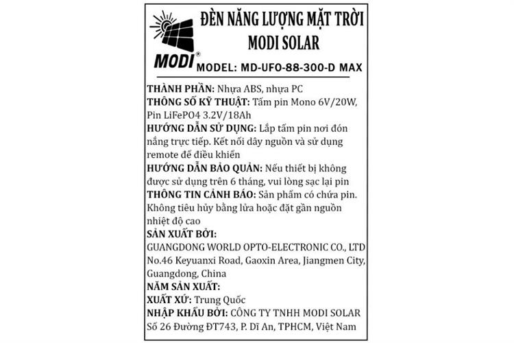 Đèn treo UFO năng lượng mặt trời Modi MD-UFO-88-300-D Màu Xám